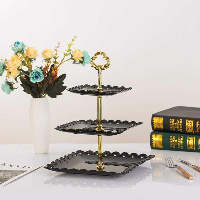 Rak Kue Susun 3 Tingkat tempat diseert piring makanan kecil Detachable Plate Cake Stand Display 8