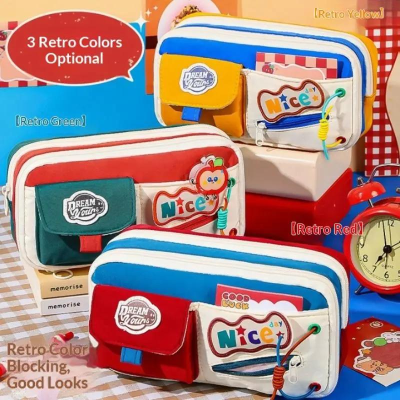 Cao thẩm mỹ bút chì trường hợp cổ điển Mỹ Retro thiết kế công suất lớn cho các trường học và làm việc