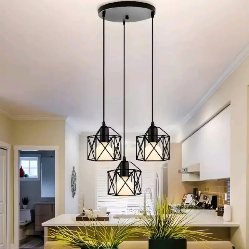 Lampu Gantung X Lampu Hias Gantung Lampu Gantung Minimalis Lampu Kamar Tidur Lampu Gantung Besi chandelier plafon bulat kap  lampu meja Hitam 1