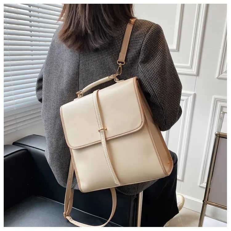 Onebear ransel selempang wanita tas ransel wanit unik ransel cewek ransel retro tas sekolah fashion gaya kuilah inggris Hitam Backpack Travel Kulit tas ransel sekolah cewek LM27 2