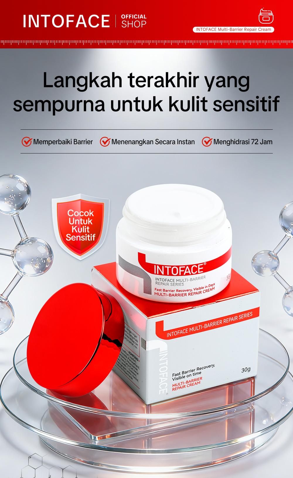 INTOFACE Multi-Barrier Repair Cream｜Atasi Kulit Kering & Sensitif ｜Redakan Kemerahan & Gatal Instan｜Hypoallergenic & 0% Iritasi Wajah Facial