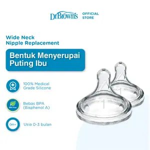 Dr. Brown's Anti Colic Wide Neck Teat Options+, 2-Pack / Dot Botol Susu