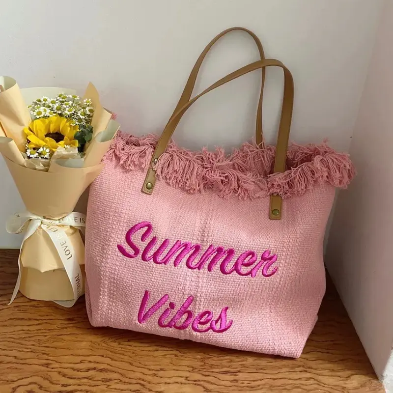 Tote Bag Tas Korea Rajut Besar Pantai Tas Wanita Solid Casual Bag Tas Kasual Casual Tas Pantai Tas Jinjing Perjalanan Besar Tas Berpohon Tas Ibu Tas Bahu Kampala Bags Cewek Totebag 4
