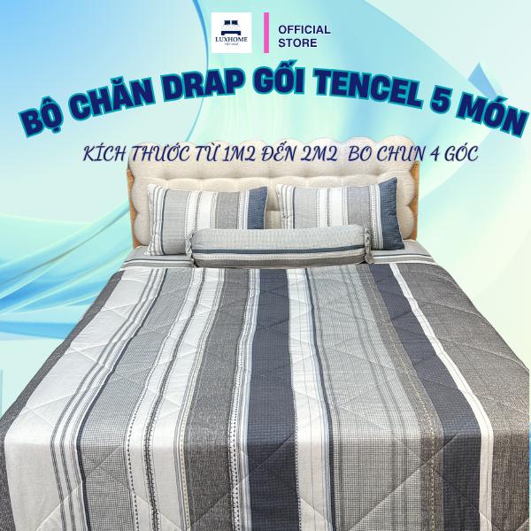  LUXHOME VIỆT NAM Bộ Chăn Ga Gối Tencel Viscose Luxhome 800 TC Vải Mịn Bền Màu  Kích Thước Từ 1m2 x 2m đến 2m x 2m Drap Bo Chun Chăn Chần 2 Vỏ Gối 1 Vỏ Gối Ôm 