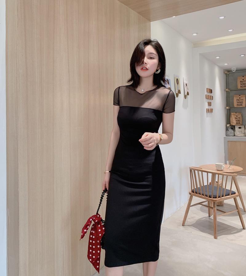 Product Introduction of Váy Cạp Cao, Phong Cách Mới, Dành Cho Nữ, Gợi Cảm, Họa Tiết Ghép Nối, Tôn Dáng, Có Cỡ S-XXL, 1736 Women Dress Màu Đen Women Dress 1