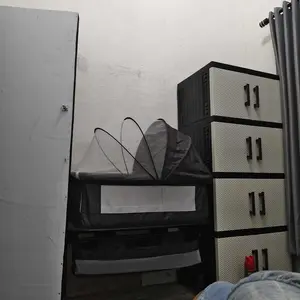 BEIGE Tempat Tidur Bayi 4 IN 1 Grey Bumper Rocking Bed dengan Roda 360° & Jaring Nyamuk - Cocok untuk Bayi 0-3 Tahun - Foldable & Mudah Dibawa