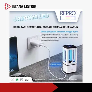 REPRO LAMPU UVC DESINFEKSI PORTABLE 5V 3.8W ABS 1000mAh 57x57x125mm UVC 253nm Sterilisasi 6 kali Pengisian 3 Jam Lifetime 30.000 Jam