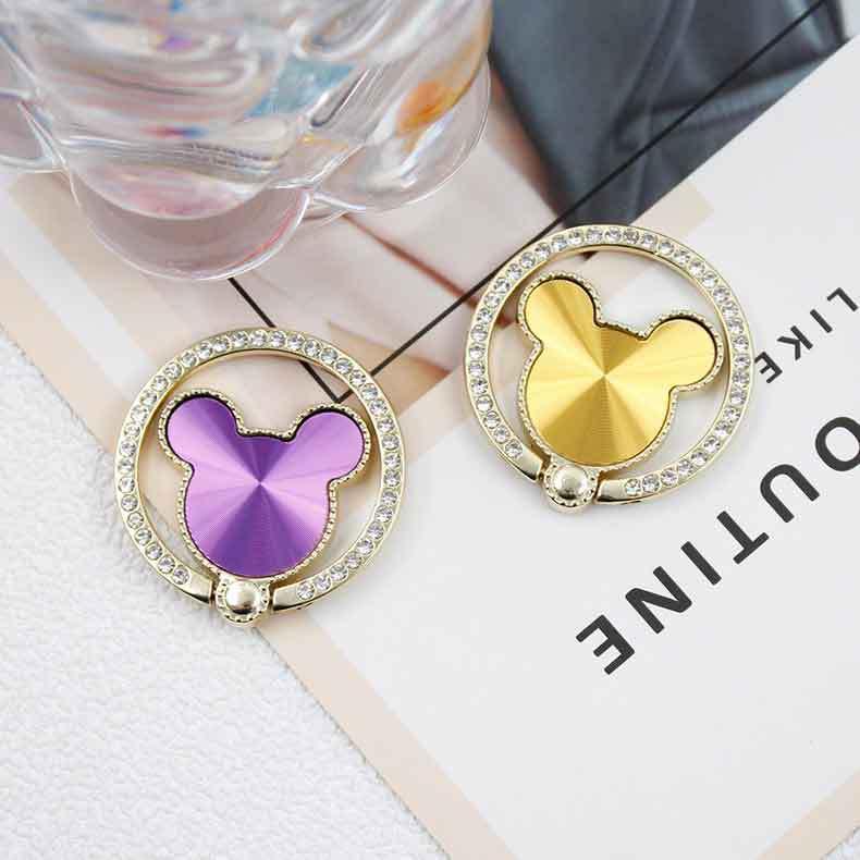 Product Introduction of 1pc Cute Mouse Diamond Cell Phone Ring Holder, Metal Kickstand Grip, Rotation Finger Grip For Phones, Phone Ring Holder Phone Stand Accessories Alloy Smartphone Mobile Portable Mount 18