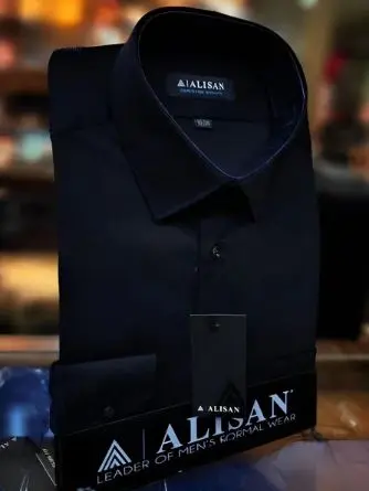 Kemeja Alisan Formal Hitam Polos Lengan Panjang Pria Slimfit Bahan Berkualitas Premium