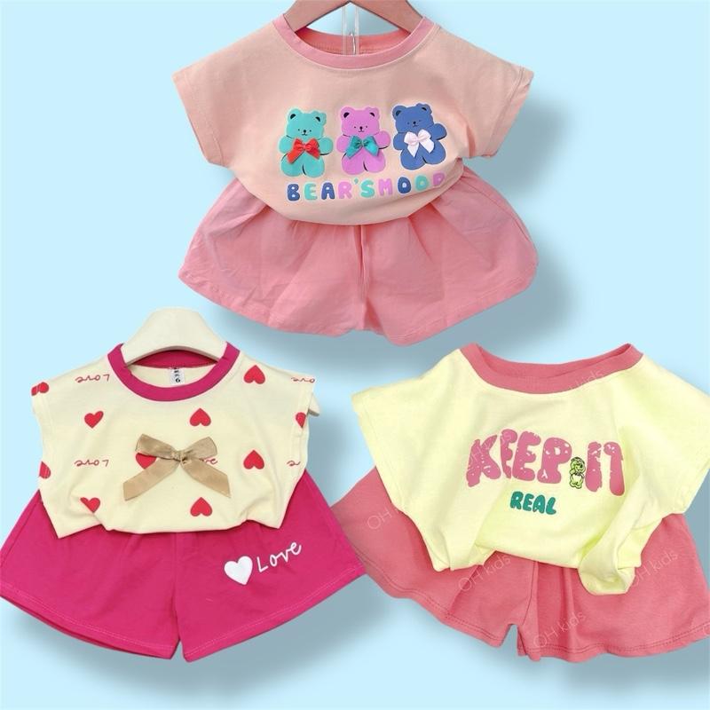 COMBO 3 BỘ bé gái dáng áo tay hến dễ thương Mã SP : NƠ-Love Hồng-Keep