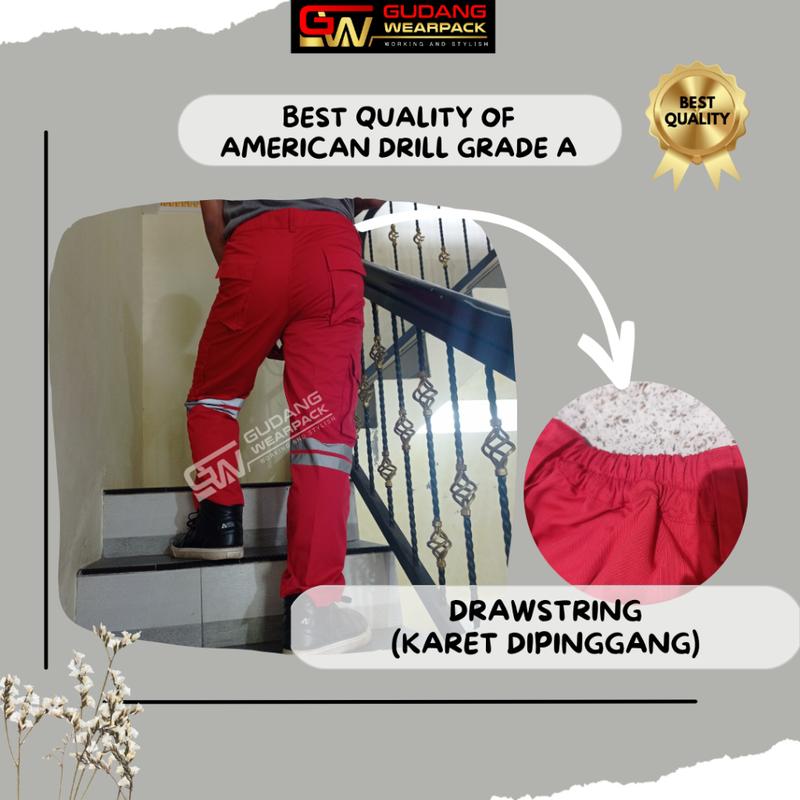 Celana Kerja Cowok Panjang Formal Model Cargo Warna MERAH (/Wanita ) - Gudang Wearpack tiktok shop 4