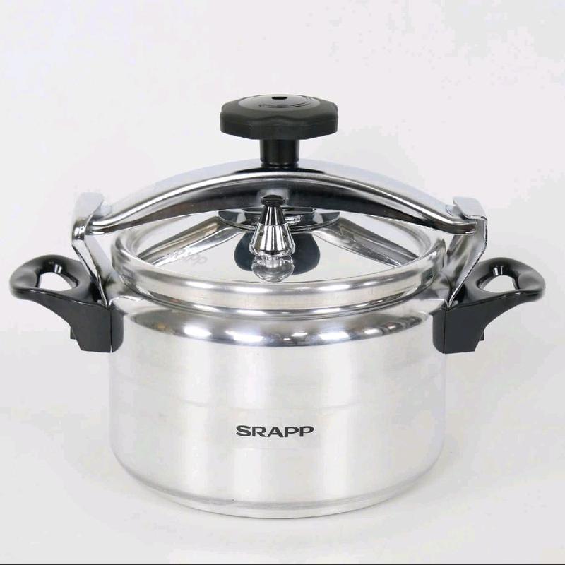 .Nồi áp suất ga SRAPP 4 lít, hợp kim nhôm, tay cầm nhựa cách nhiệt, màu trắng, đa năng cho bếp gas, hồng ngoại, than, củi