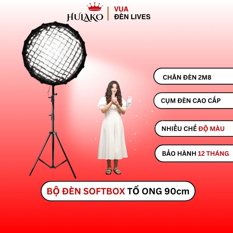 Đèn Trợ Sáng Livestream Softbox Tổ Ong 90cm Quay Video Chụp HÌnh Studio Chuyên Nghiệp