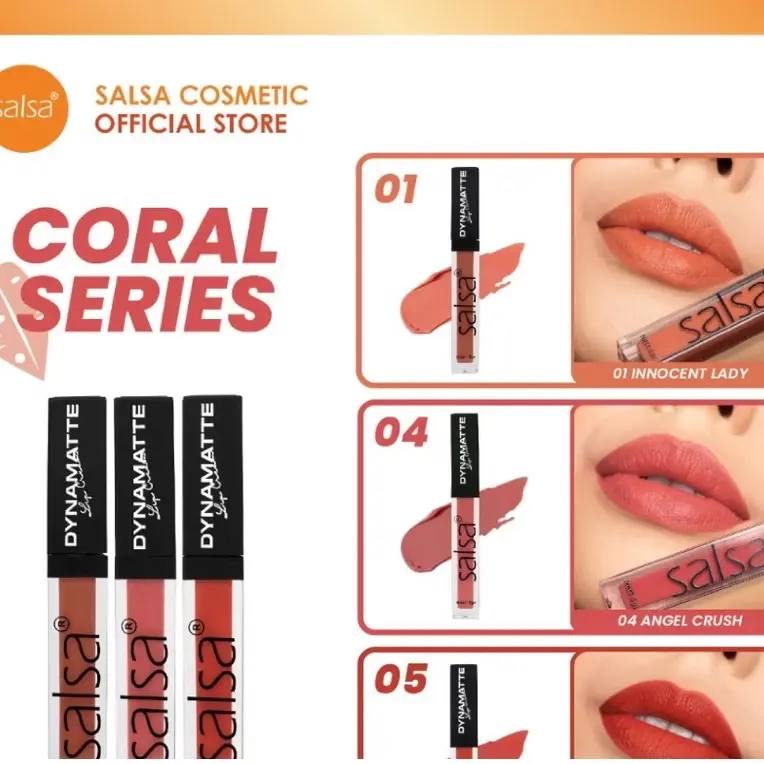 SALSA Dynamatte Lip Cream/Matte Long Lasting. paket make 1 set lenfi cosmetic 7