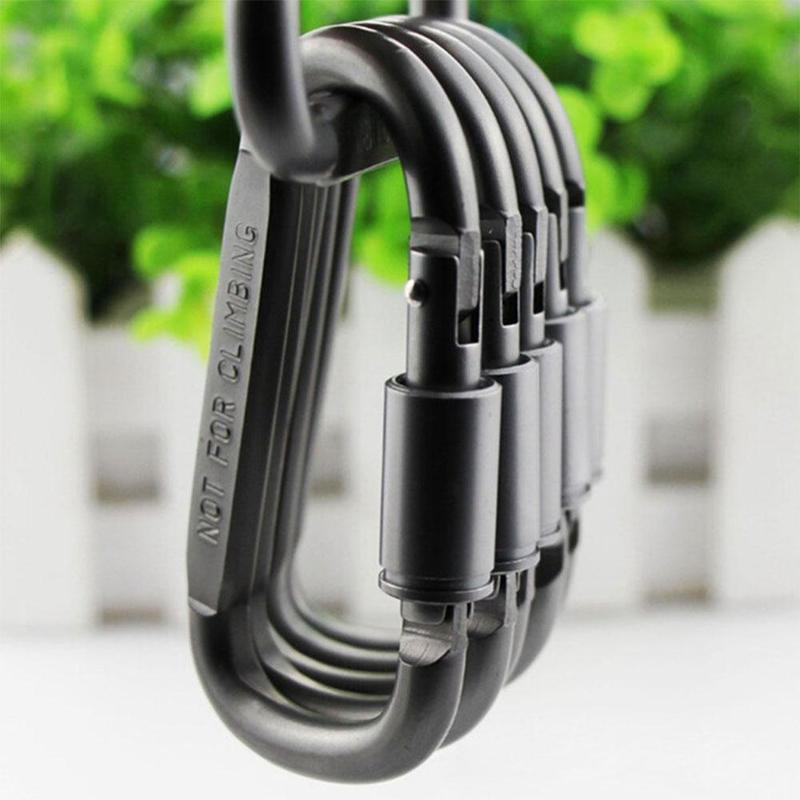 Product Introduction of Heavy Duty Metal Lock Carabiner Hook Snap Clip D-Ring For Outdoor Camping Aluminum Alloy T4F5 30