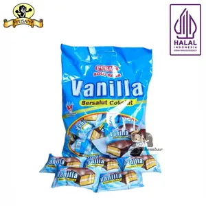 PUSAN BOLU BERSALUT COKELAT RASA VANILLA / STROBERI 320gr ISI 20pcs Food Cemilan