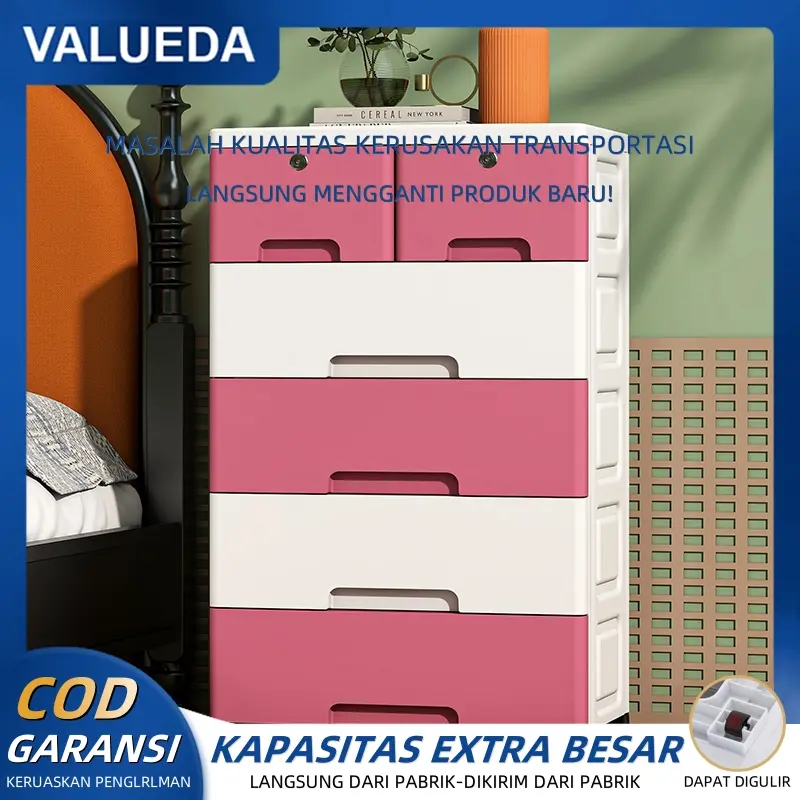 【VALUEDA】Lemari Pakaian/Lemari Pakaian Anak/Lemari Import/Kabinet Drawer Storage Cabinet Ukuran Jumbo Penyimpanan rumah 0