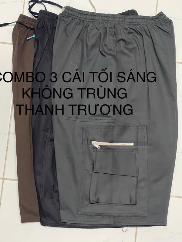 COMBO 3 QUẦN ,Quần Short Nam Kaki Túi Hộp ,5 Túi Lưng Thun Co Giãn From Rộng…