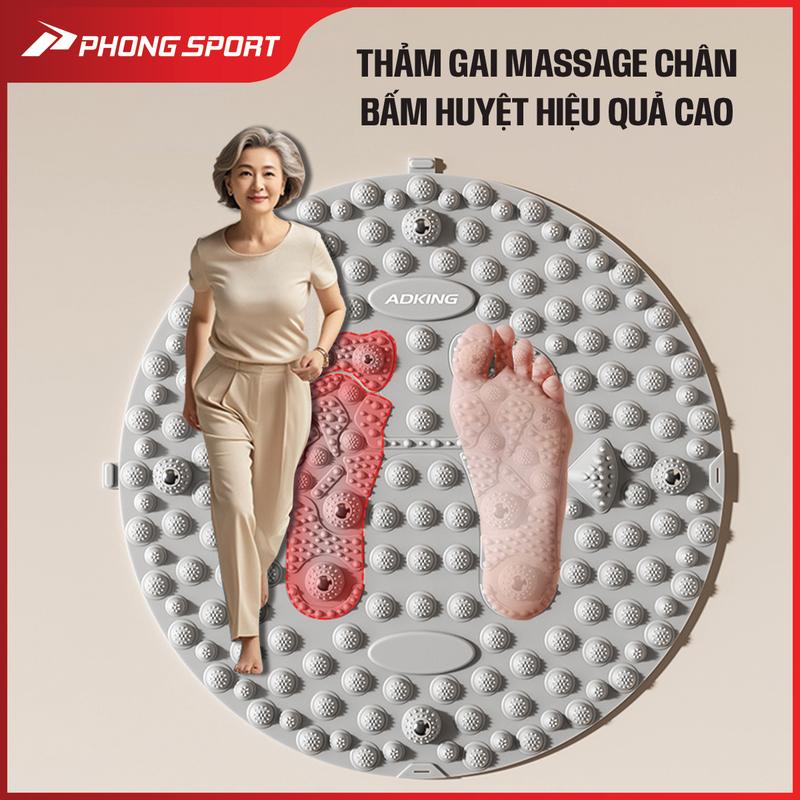 Thảm gai massage chân tròn Phongsport chất liệu cao su thân thiện, đàn hồi cao kết hợp 12 nam châm nâng cao hiệu quả
