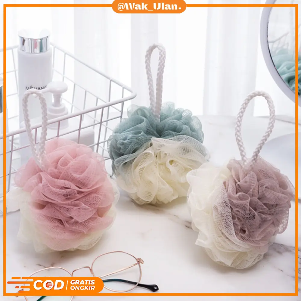 Spons Mandi Jaring / Shower Puff / Sponge Sikat Badan Tebal / Pembersih Badan 2 Sisi Warna / Spons Bola Mandi / Bath spoge
