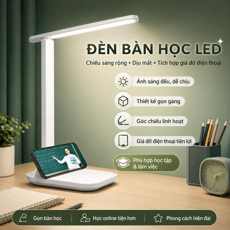 Đèn bàn LED, đèn đọc sách bảo vệ mắt, đèn bàn có thể sạc lại cho ký túc xá sinh viên, đèn cạnh giường chống cận