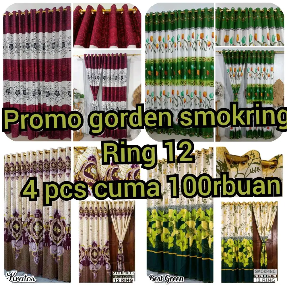Promo Gorden Smokring Ring 12  penutup jendela Curtain