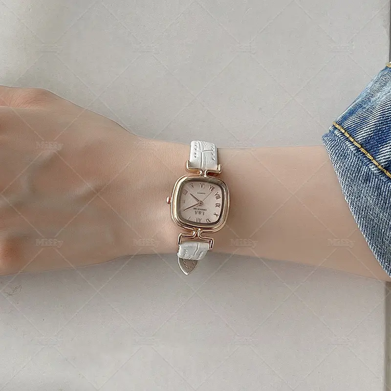Miffy - Jam Tangan Analog Dial Kotak Gaya Retro Analog Watch Strap Pu Croco Fashion 7