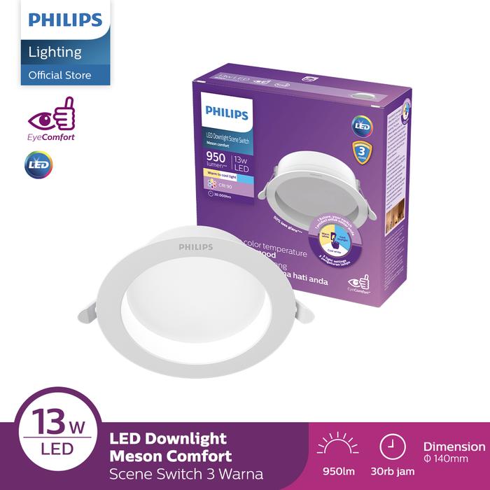 Gambar Philips Lampu LED Downlight Meson Comfort SceneSwitch 13W D125 3 Warna dari Philips Lighting Indonesia Kota Administrasi Jakarta Utara Tokopedia