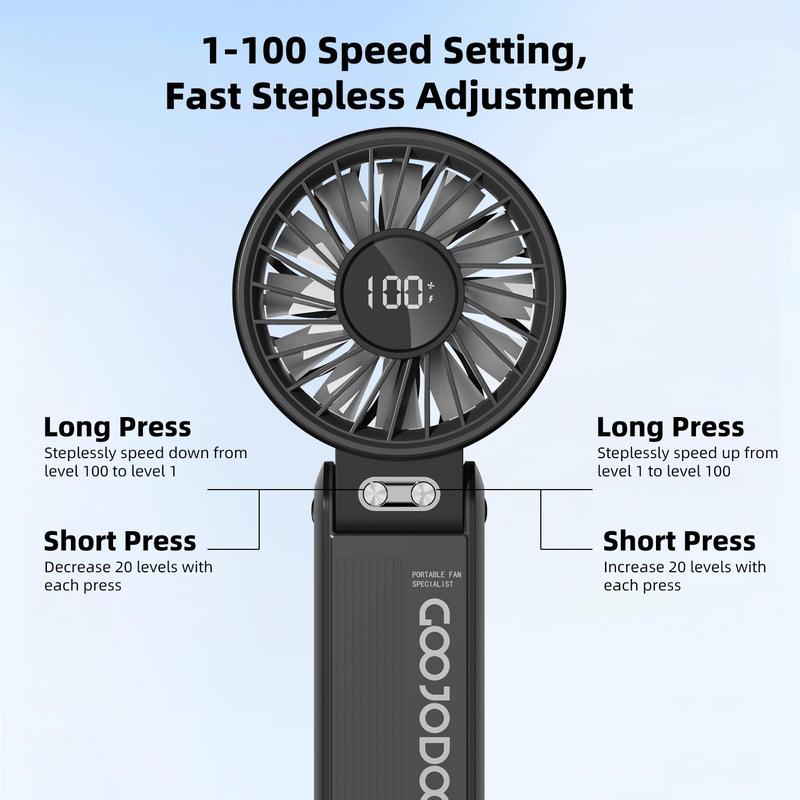 GOOJODOQ GFS003 Folding Mini Fan 4000 MAH With Smart LED Screen Display 100 Level Speed - Kipas Mini 2
