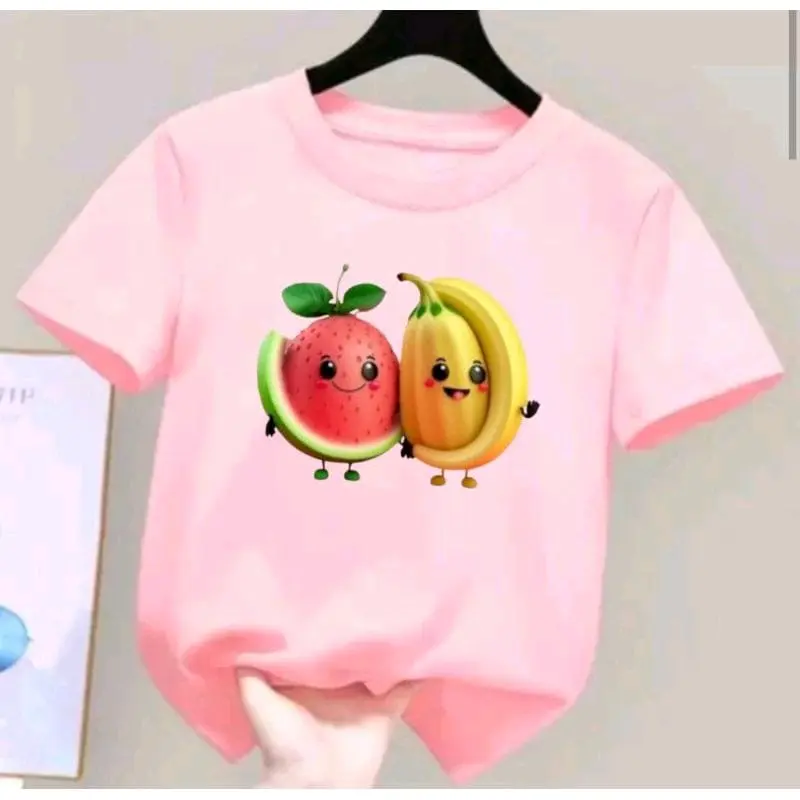 baju kaos anak anak unisex motif semangka dan pisang usia 2th sampai 10th 6