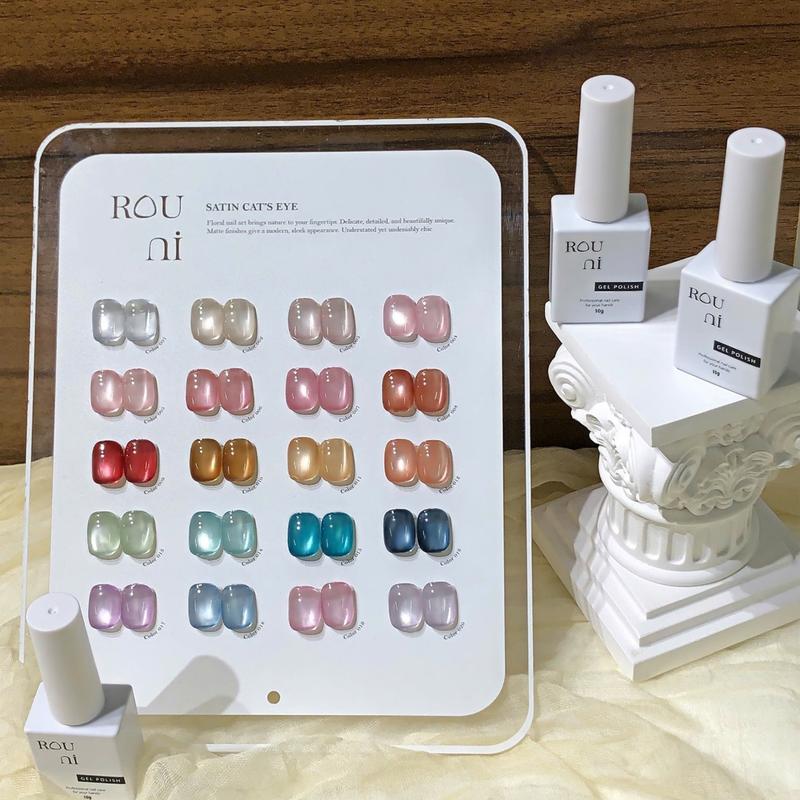 ROU ni Sơn gel mắt mèo hiệu ứng pha lê trong suốt hạt thủy tinh ánh ngọc trai lấp lánh trắng sáng chuyên dụng cho làm nail mắt mèo