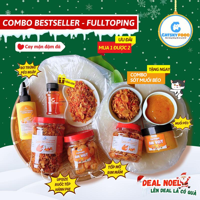   Quà 1 Combo Sốt Muối Beo  Combo Best Seller Full Topping -  Bánh Tráng Phơi Sương - Tổng Nhận Về 8 Món Như Hình - Catsky Food -  Snack Food 