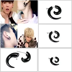Anting Spiral Akrilik Hitam Stud Casual/Sporty Earrings