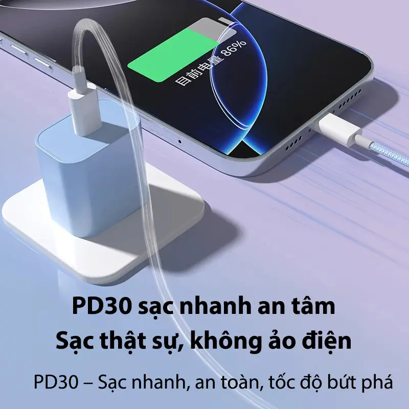 Bộ Sạc Nhanh PD 30W Chính Hãng Dây Cáp Dù Bền 1M Tương Thích 20W iPhone 8-14 Pro Max & iPad Air/Pro/Mini Hỗ Trợ Sạc Nhanh 60 Phút Pin 80% | BigBuy360 - bigbuy360.vn Bộ Sạc Nhanh PD 30W Chính Hãng Dây Cáp Dù Bền 1M Tương Thích 20W iPhone 8-14 Pro Max & iPad Air/Pro/Mini Hỗ Trợ Sạc Nhanh 60 Phút Pin 80% | BigBuy360 - bigbuy360.vn