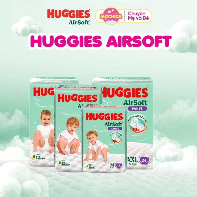[24.9 MEMIN COMBO 2] Bỉm/ Tã Quần HUGGIES AIRSOFT Nhẹ Êm, Thoáng Khí Cho Bé Size M/L/XL/XXL _ Mochica