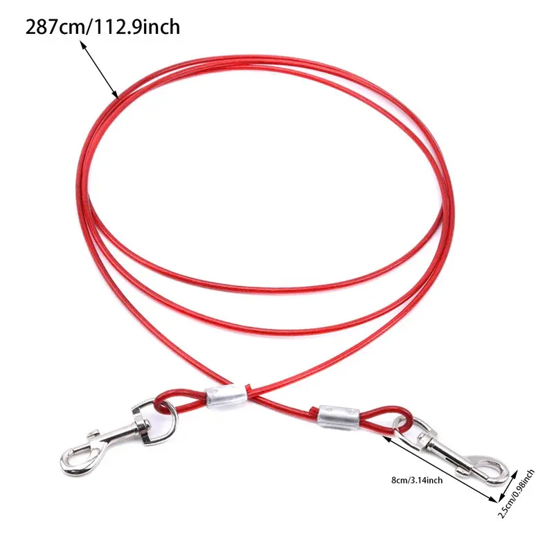 Cáp Buộc Chó, Dài 3m, Cho Chó, Sử Dụng Ngoài Trời, Dây Buộc & Dây Xích Chó, Dây Buộc Chạy Chó Bền, Thích Hợp Cho Các Hoạt Động Ngoài Trời, Sân Và Cắm Trại, 1 Chiếc 1