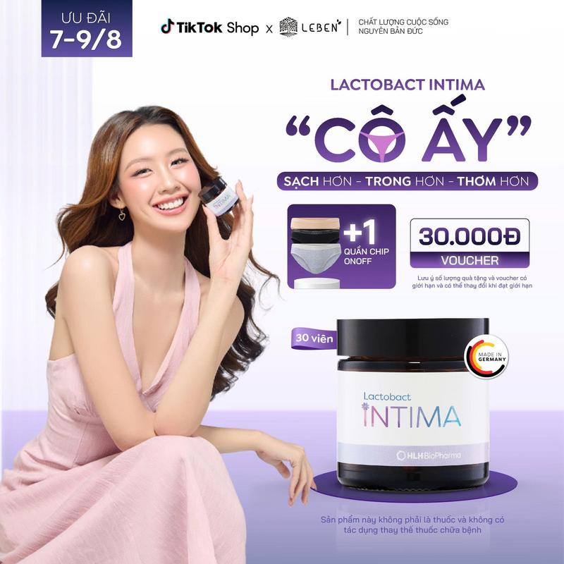 Men vi sinh phụ khoa Lactobact Intima từ Đức (không cần bảo quản tủ lạnh) bổ sung lợi khuẩn, Cranberry, D-Mannose hộp 30 viên