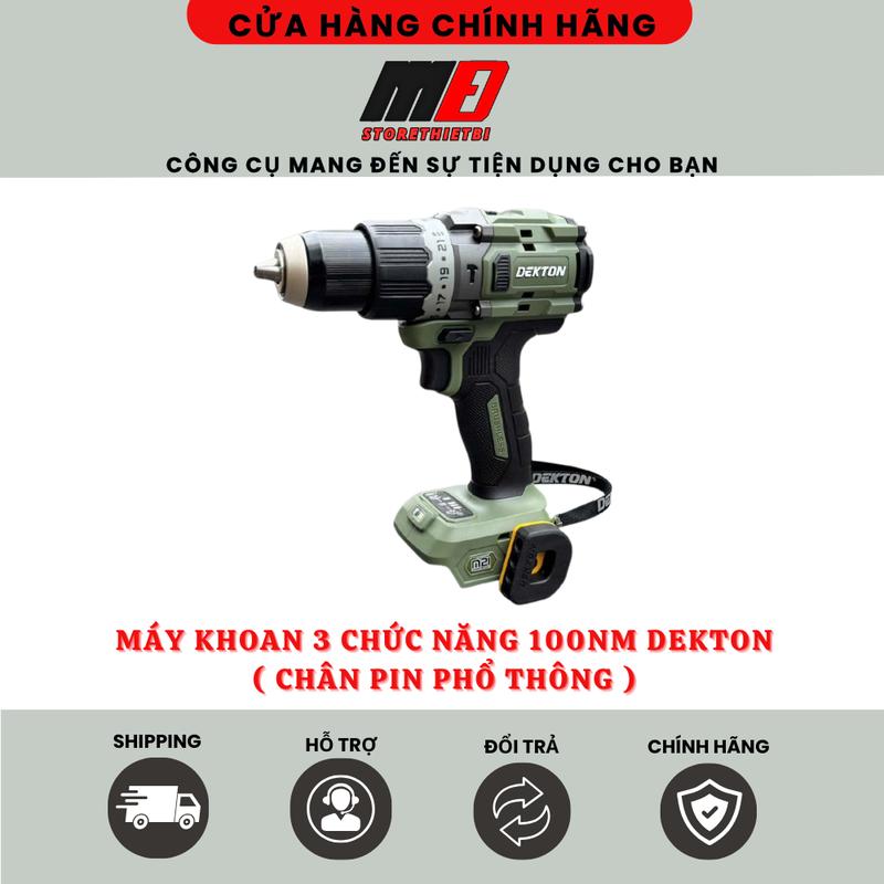 Máy Khoan 3 Chức Năng 100Nm Phiên Bản Tiết Kiệm Dùng Pin 21V Dekton M21-ID13100PLUS Không Kèm Hộp Nhựa Chống Lật Cổ Tay Tạo Xung Chân Pin Phổ Thông