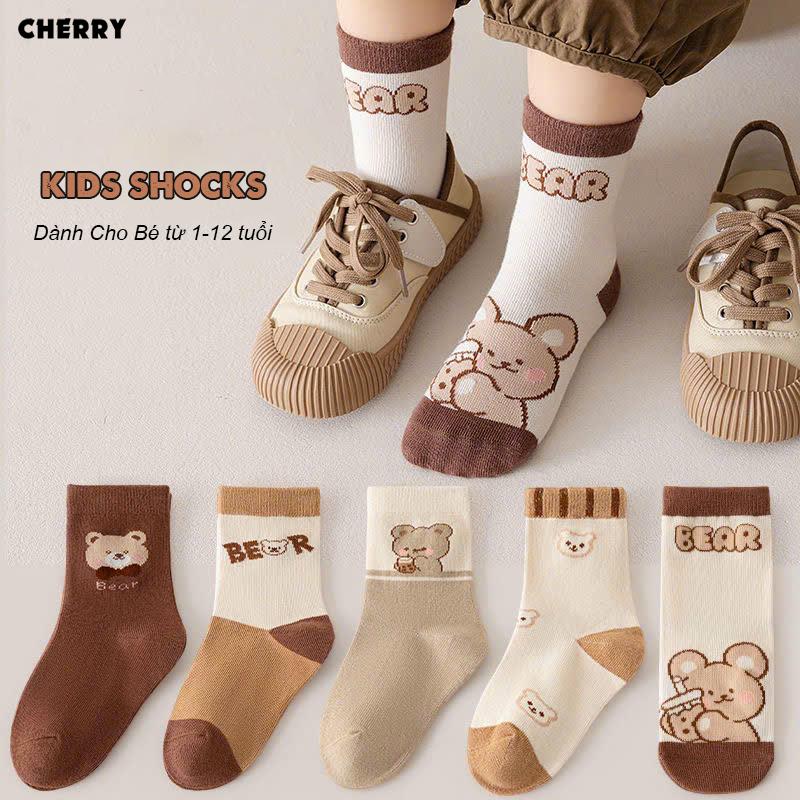 Set tất trẻ em cho bé trai bé gái, vớ trẻ em họa tiết đáng yêu, chất liệu mềm mịn thoáng khí - Cherry Shop