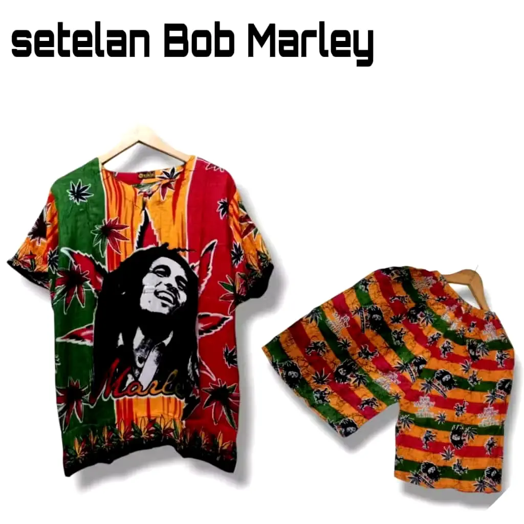 Stelan Baju Celana Pendek Motif Bob Marley Stenan Bob Marley Stelan Pantai