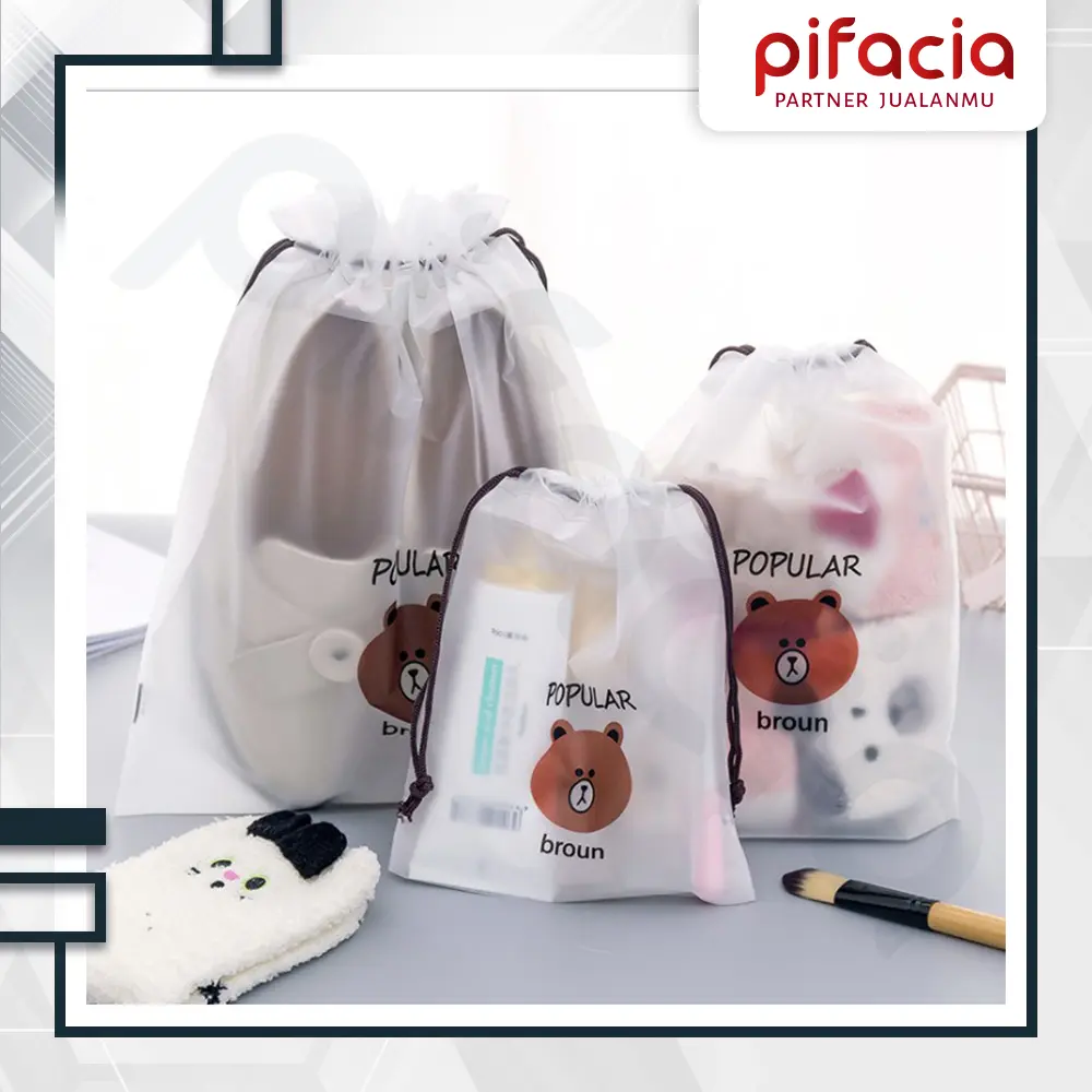 PIFACIA Travel Pouch Organizer Serbaguna Tas Serut Make Up Beruang