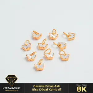 [Kerbau Gold] Liontin Emas Butterfly Black White Mini 8K - Emas Asli 100%