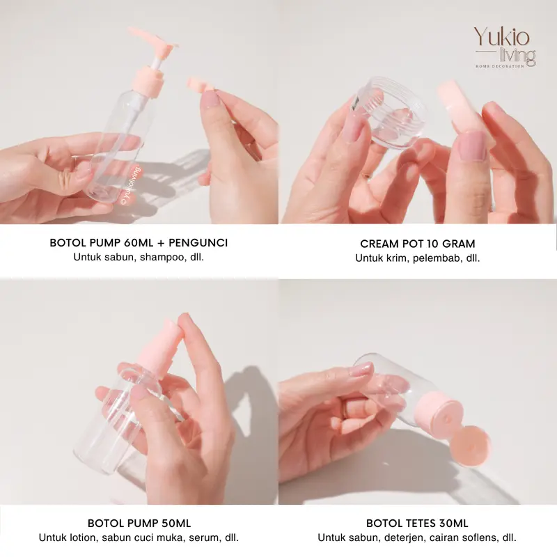 YUKIO Kyoto Travel Bottle - 12in1 Travel Set Botol Sabun Shampoo Lotion Skincare Toiletries Kit 6