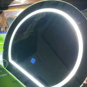 Cermin wastafel kamar mandi led touchscreen kaca toilet kipas