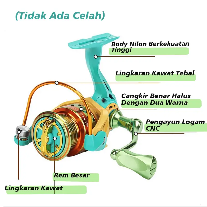 MC Reel Pancing 1000 - 3000 / Tarikan Pancing Ikan Logam CNC / Ril Pancing Memancing Rasio Gear 5.2:1 Max Drag 10KG 6