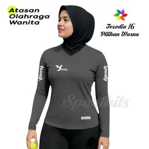 Baju Olahraga Atasan Wanita Lengan Panjang Kaos Jersey Dry Fit Running Zumba Lari Yoga Senam Fitness Volly Futsal Sport