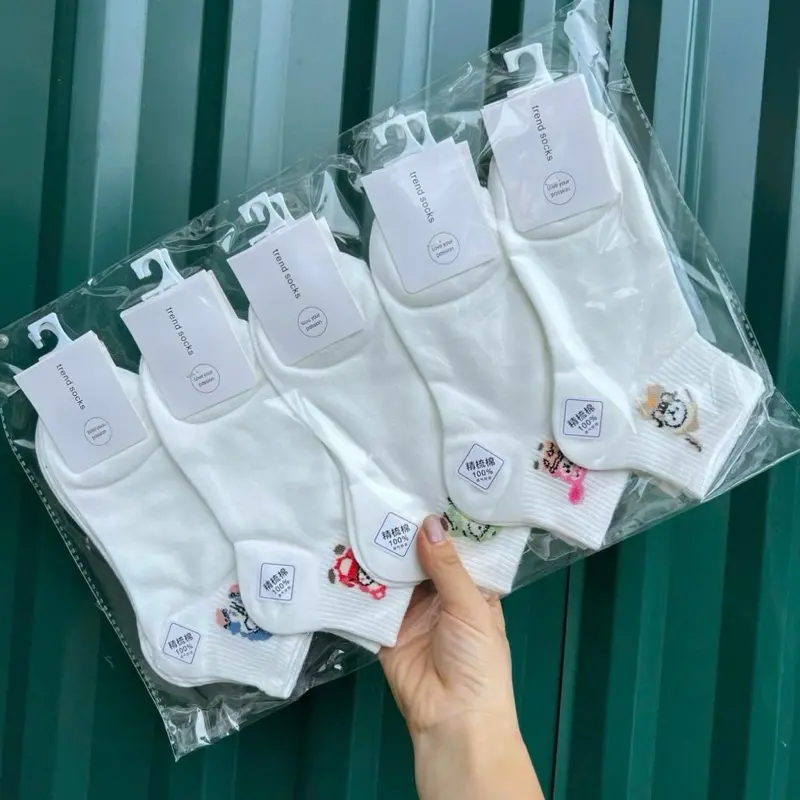 Set 5 đôi cổ ngắn tổng hợp màu trắng cotton kháng khuẩn thấm hút mồ hôi tốt MOHALI SVN069 2