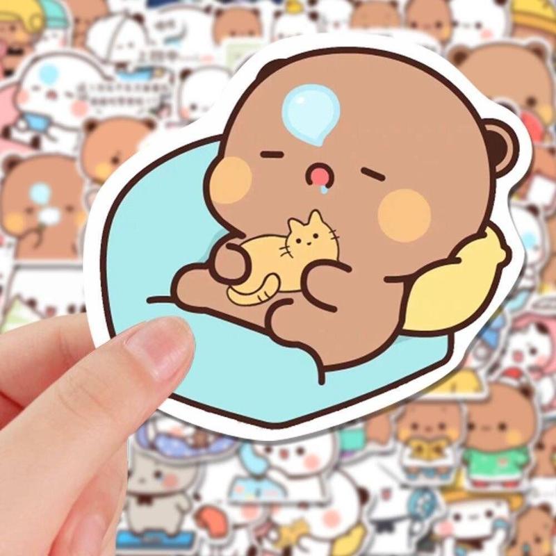Cute Little Panda Bubu And Dudu Stickers Self-Adhesive Waterproof Bubu Dudu Panda Stickers Cartoon Creative DIY Stickers Toy Bicycle 1