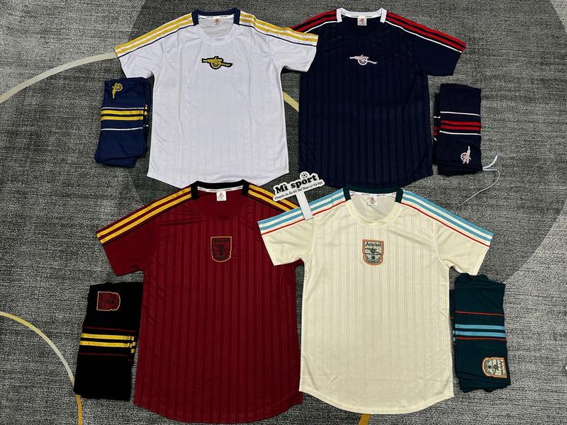  Bộ quần áo bóng đá Arsenal retro  - vải mè kim thoáng khí logo thêu. In tên số theo yêu cầu 