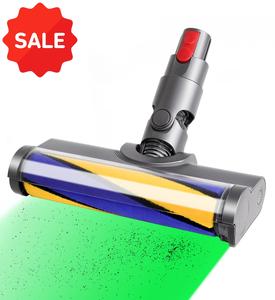 SV18 掃除機用交換ヘッド、ソフトローラー掃除機交換ヘッドほこり検知付きグリーンライト、モーターヘッドがダイソンV12 Detect Slim・Digital Slim・SV18・SV20・SV30・SV46 掃除機に対応、対応ブラシ、羽目板、畳、短絨地毯用フーバーヘッド交換